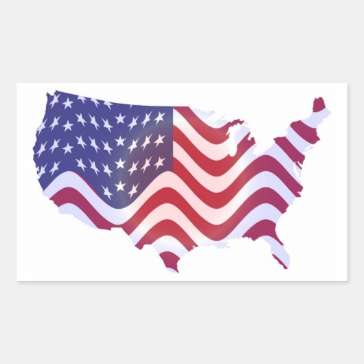 WAVY AMERICAN FLAG RECHTHOEKIGE STICKER (Voorkant)
