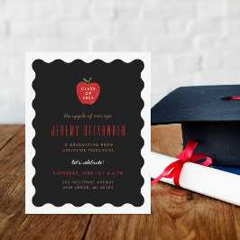 Wavy Apple Preschool Graduation Party Invitation Kaart