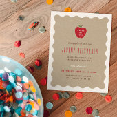 Wavy Apple Preschool Graduation Party Invitation Kaart