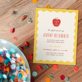 Wavy Apple Preschool Graduation Party Invitation Kaart