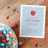 Wavy Apple Preschool Graduation Party Invitation Kaart