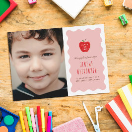 Wavy Apple Preschool Photo Graduation Announcement Save The Date
