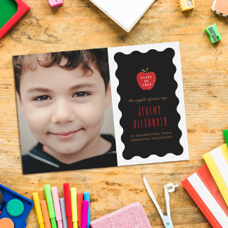 Wavy Apple Preschool Photo Graduation Announcement Save The Date