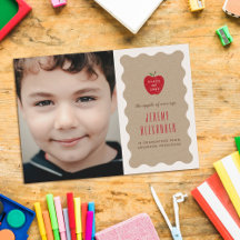 Wavy Apple Preschool Photo Graduation Announcement