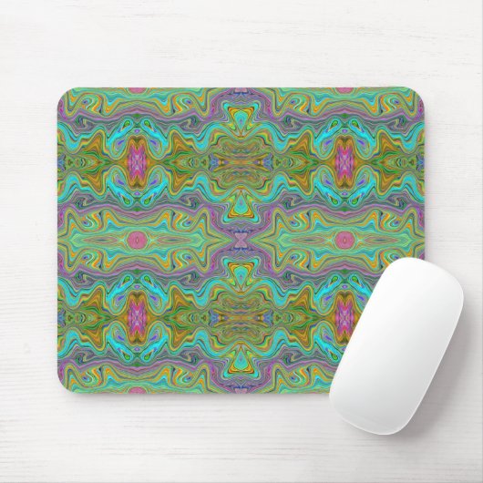 Wavy Aqua Blue en Oranje Trippy Pattern Muismat (Met muis)