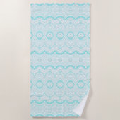 Wavy Aqua Geometric Pattern Strandlaken (Voorkant)