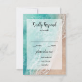 Wavy Beach Seaside Outdoor Bruiloft RSVP Kaart (Voorkant)