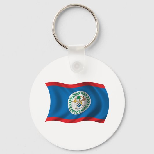 Wavy Belize Flag Sleutelhanger (Voorkant)