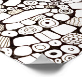 Wavy Bendy Circles Square Abstract Line Drawing Poster (Hoek)