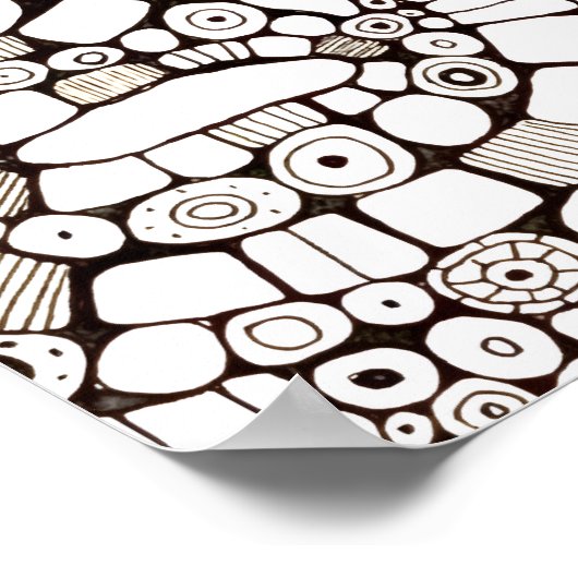 Wavy Bendy Circles Square Abstract Line Drawing Poster (Hoek)