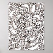 Wavy Bendy Circles Square Abstract Line Drawing Poster (Voorkant)