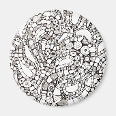 Wavy Bendy Circles Square Abstract Pen Drawing Magneet (Voorkant)