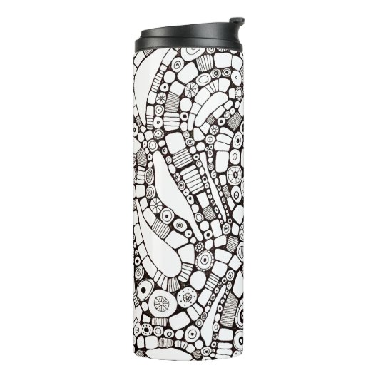 Wavy Bendy Circles Square Abstract Pen Drawing Thermosbeker (Gedraaid links)