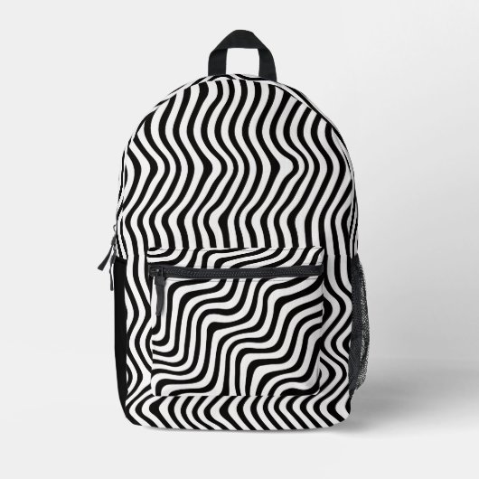 wavy black stripes op art bedrukte rugzak (Voorkant)