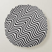 wavy black stripes op art printed rond kussen (Voorkant)