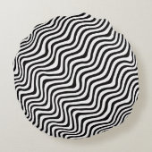 wavy black stripes op art printed rond kussen (Achterkant)