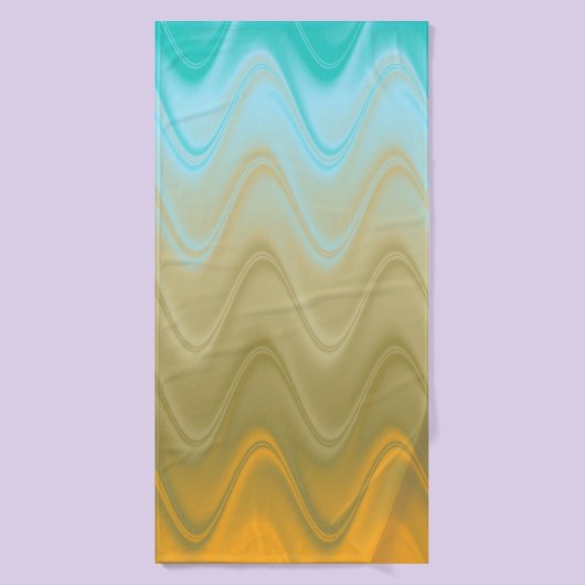Wavy Blauw Groen Sinaasappel Abstract Badhanddoek (Badhanddoek)