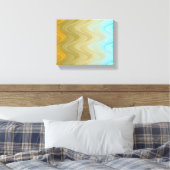 Wavy Blauw Groen Sinaasappel Abstract Canvas Afdruk (Insitu (Slaapkamer))