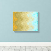 Wavy Blauw Groen Sinaasappel Abstract Canvas Afdruk (Insitu (Houten vloer))