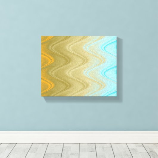 Wavy Blauw Groen Sinaasappel Abstract Canvas Afdruk (Insitu (Houten vloer))