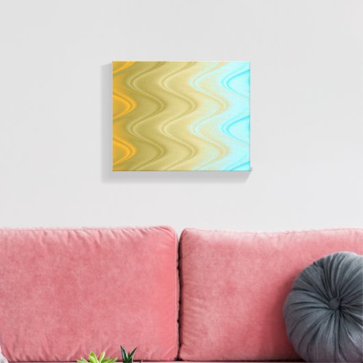 Wavy Blauw Groen Sinaasappel Abstract Canvas Afdruk (Insitu (Woonkamer))