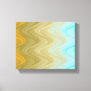 Wavy Blauw Groen Sinaasappel Abstract Canvas Afdruk