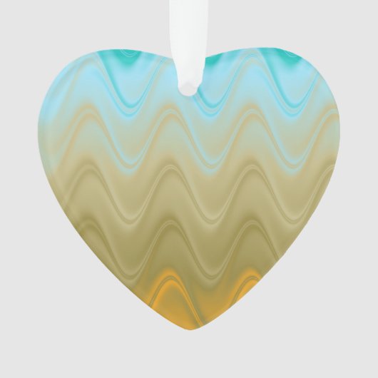 Wavy Blauw Groen Sinaasappel Abstract Ornament (voorkant)