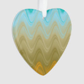 Wavy Blauw Groen Sinaasappel Abstract Ornament (voorkant)