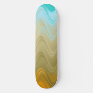 Wavy Blauw Groen Sinaasappel Abstract Persoonlijk Skateboard