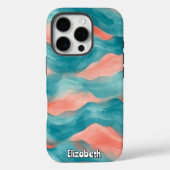 Wavy Blauwgroen en Fuschia Abstract Case-Mate iPhone Case (Achterkant)