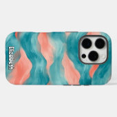 Wavy Blauwgroen en Fuschia Abstract Case-Mate iPhone Case (Achterkant (horizontaal))
