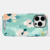 Wavy Blauwgroen en roze bloemen Case-Mate iPhone Case (Achterkant (horizontaal))