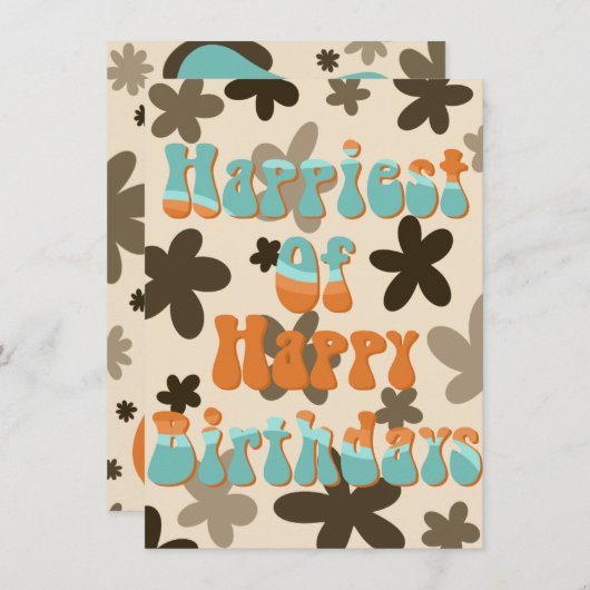 Wavy bloemen verjaardagskaart kaart (Voorkant / Achterkant)