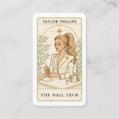 Wavy Blonde Nail Tech Tarot Social Media QR Visitekaartje (Voorkant)