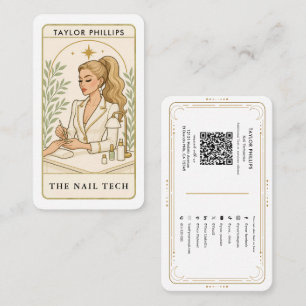 Wavy Blonde Nail Tech Tarot Social Media QR Visitekaartje