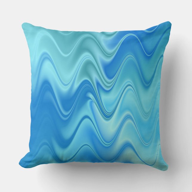 Wavy Blue Abstract Kussen (Voorkant)