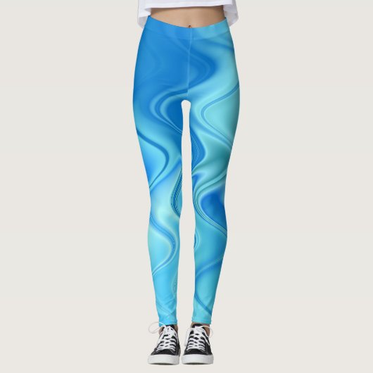 Wavy Blue Abstract Leggings (Voorkant)