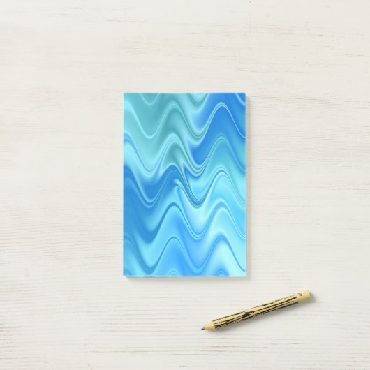 Wavy Blue Abstract Post-it® Notes (Op bureau)
