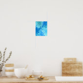 Wavy Blue Abstract Poster (Keuken)