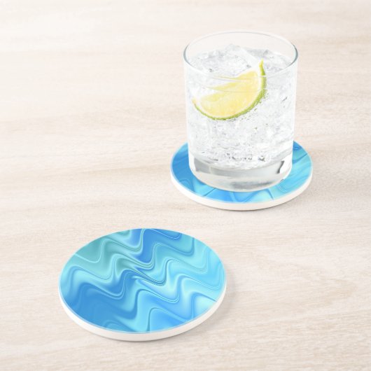 Wavy Blue Abstract Zandsteen Onderzetter (Zijkant)