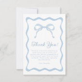 Wavy Blue Bow Tying the Knot Vrijgezellenfeest Bedankkaart (Voorkant)
