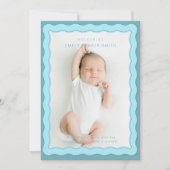 Wavy Blue Double Border Schattige ontwerp Aankondiging (Voorkant)