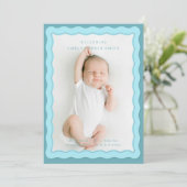 Wavy Blue Double Border Schattige ontwerp Aankondiging (Staand voorkant)