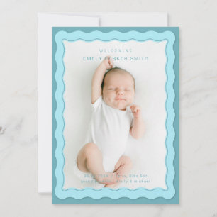 Wavy Blue Double Border Schattige ontwerp Aankondiging