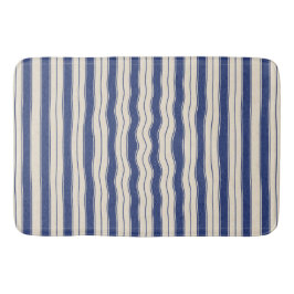 Wavy Blue en White Stripes Badmat