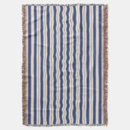 Wavy Blue en White Stripes Deken (Voorkant Verticaal)