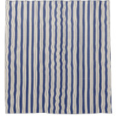 Wavy Blue en White Stripes Douchegordijn (Voorkant)