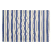 Wavy Blue en White Stripes Kussensloop (Achterkant-Links)