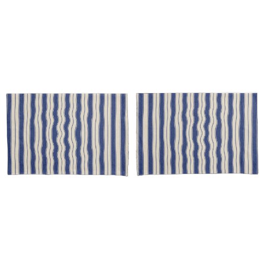 Wavy Blue en White Stripes Kussensloop (Voorkant-Set)