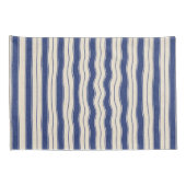 Wavy Blue en White Stripes Kussensloop (Achterkant-Rechts)